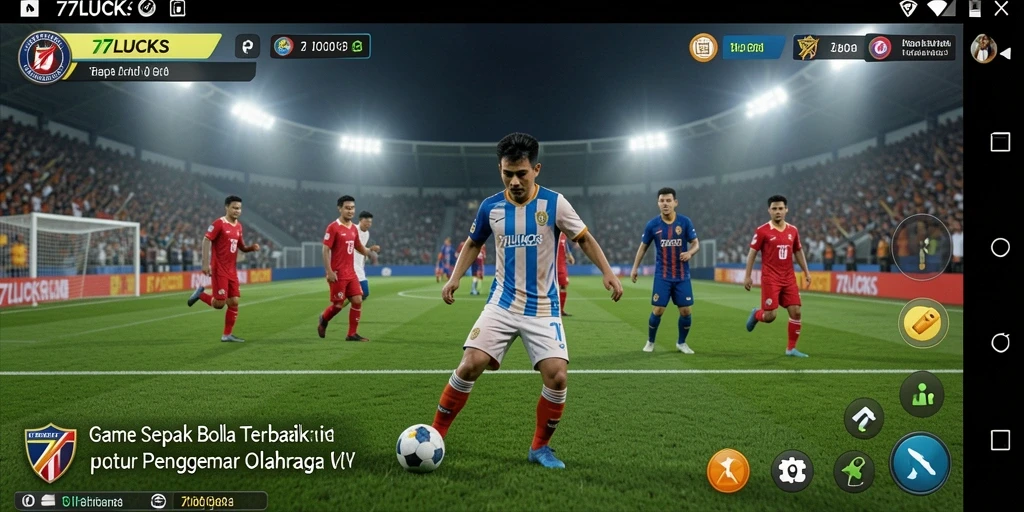 Screenshot menunjukkan aksi seru dalam permainan sepak bola.
