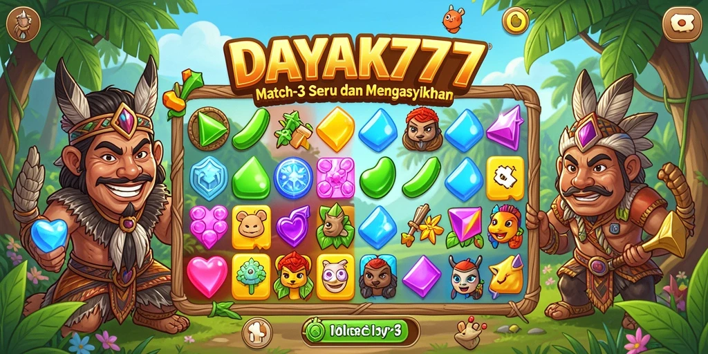 Tangkapan layar <strong>DAYAK777</strong> menunjukkan gameplay Match-3 yang mengasyikkan.