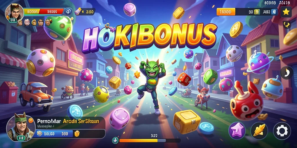Tampilan gameplay HOKIBONUS yang penuh warna dan menantang.