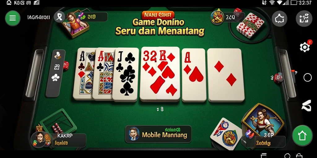 Screenshot KAKRP menampilkan gameplay domino yang seru dan interaktif.