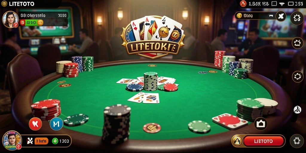 Tampilan gameplay poker yang menegangkan dan seru di LITETOTO.