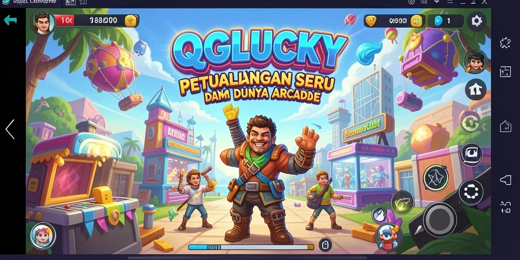 Screenshot gameplay QGLUCKY menampilkan aksi seru di level arcade.