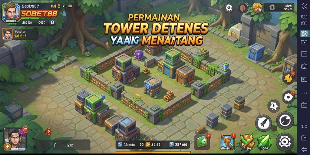 Screenshot gameplay Tower Defense SOBET88 yang intens dan strategis.