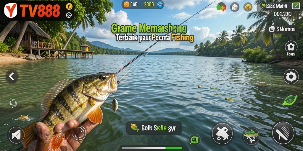 Tampilan gameplay TV888 yang mendebarkan saat memancing ikan.